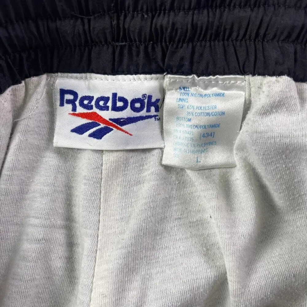 Vintage 90s Reebok Black Track Pants Men’s Large Baggy Y2K Sportswear Nylon